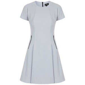 TopShop Fit and Flare Dress A-Line Short Sleeve Crepe Light Blue Sz 6